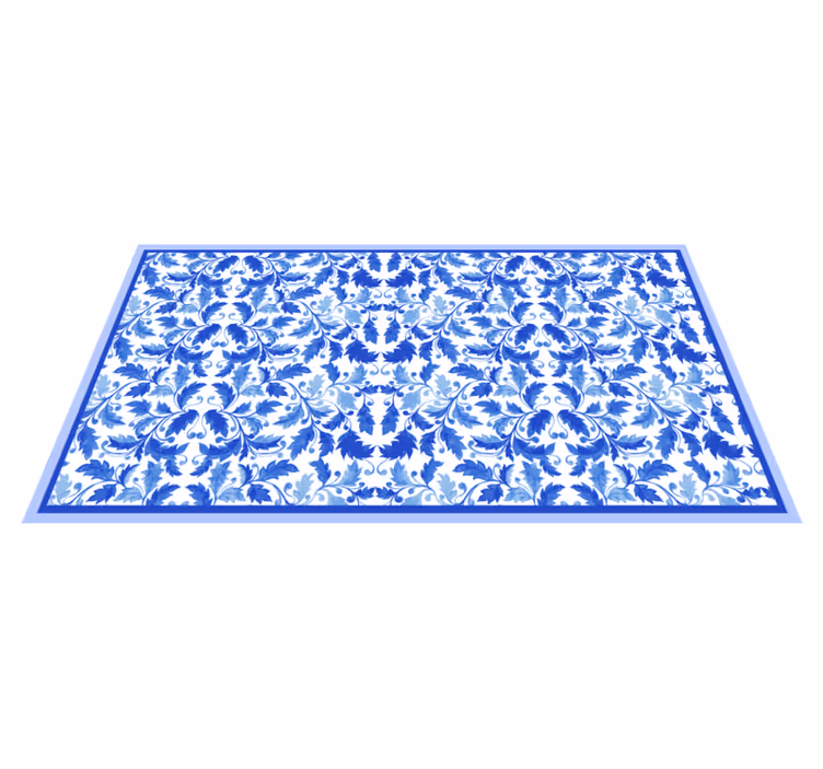 Blue Floral Patterns textured vinyl rug - TenStickers