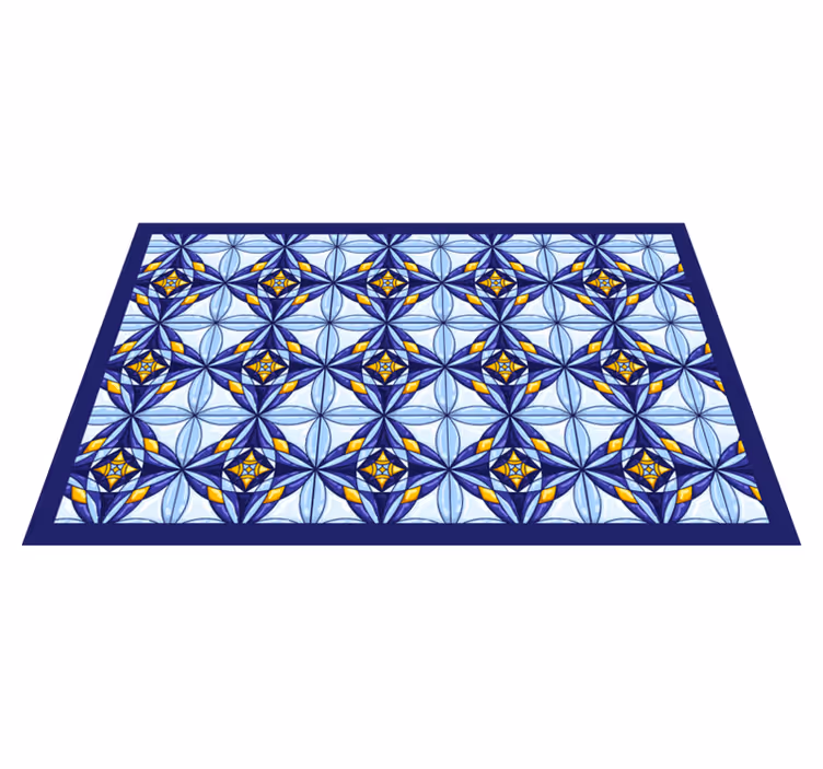 Portuguese blue and yellow mandala vinyl rug - TenStickers