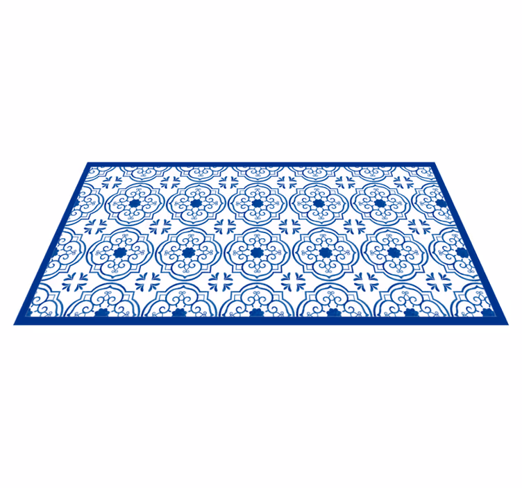Blue shapes mandala vinyl rug - TenStickers