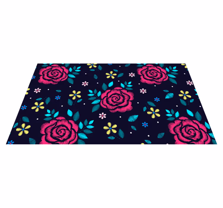 Vibrant Floral Motif flower vinyl rug - TenStickers