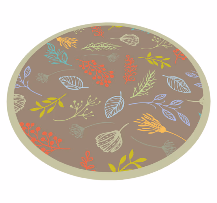 Botanical Leaf Print flower vinyl rug - TenStickers