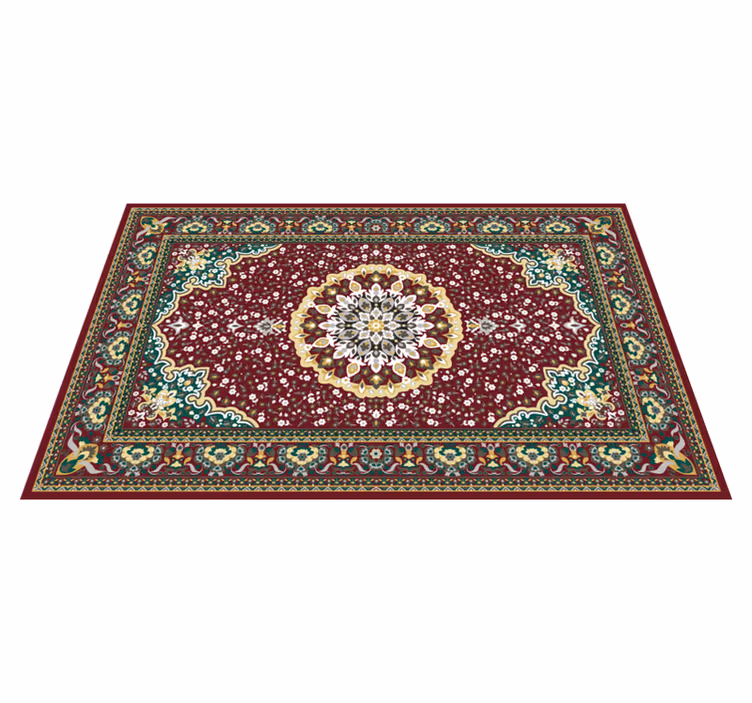 Traditional floral motif kitchen vinyl rug - TenStickers