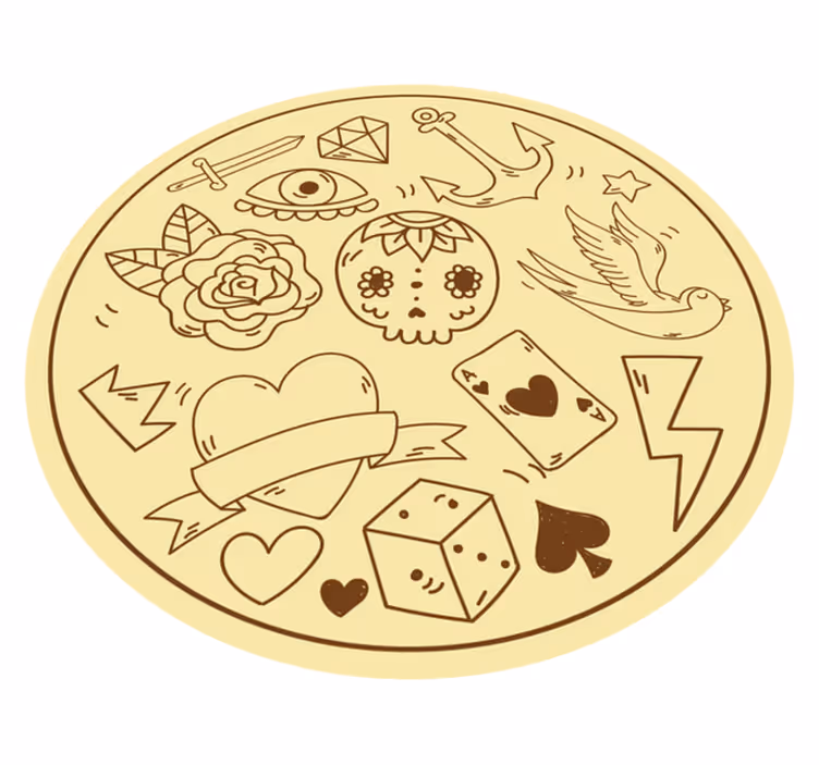 Tattoo symbols teenager vinyl rug - TenStickers