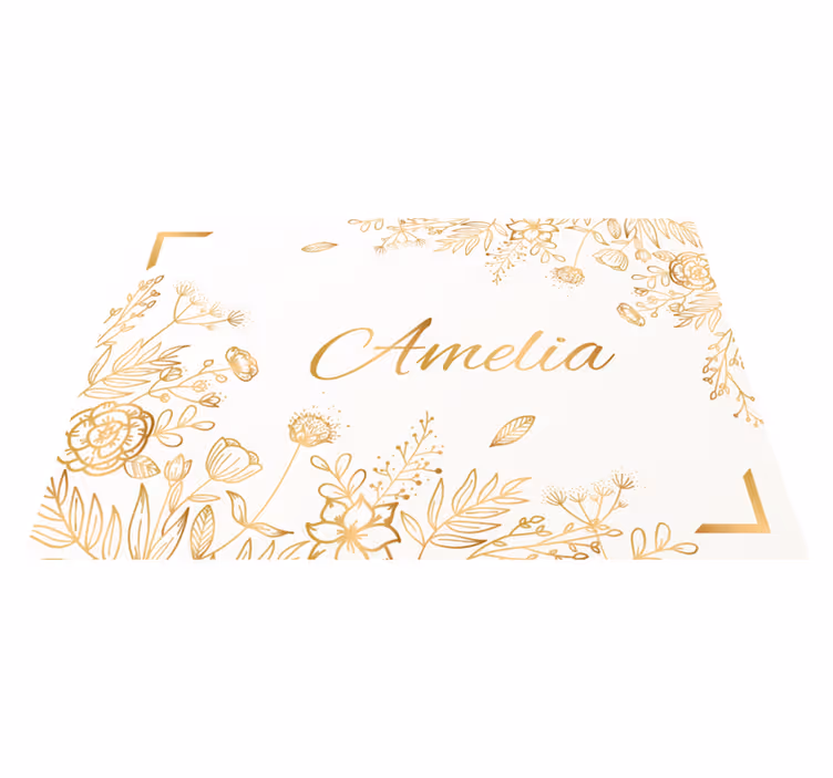 FLORAL PERSONALIZED WELCOME custom vinyl rug - TenStickers