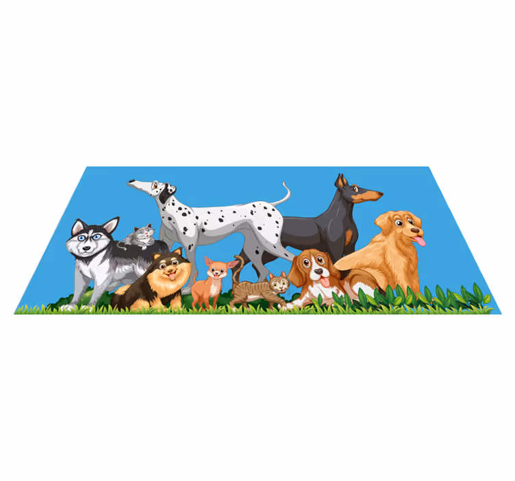 Vinyl rug for a gathering of dogs - TenStickers