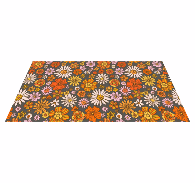 70's flowers floral vinyl rug - TenStickers