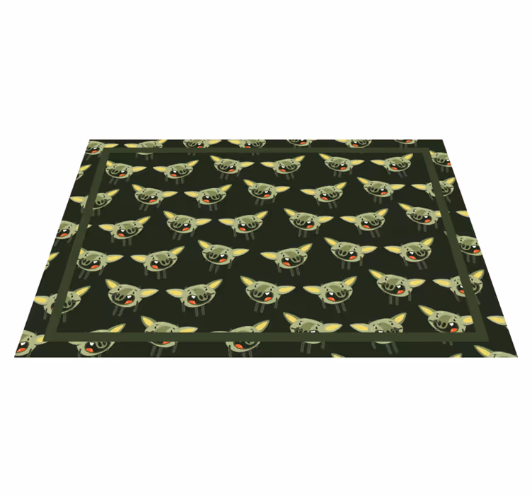 Green monster faces kids vinyl rug - TenStickers
