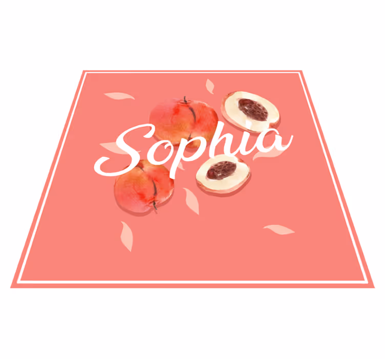 Pink peaches with name teenager vinyl rug - TenStickers