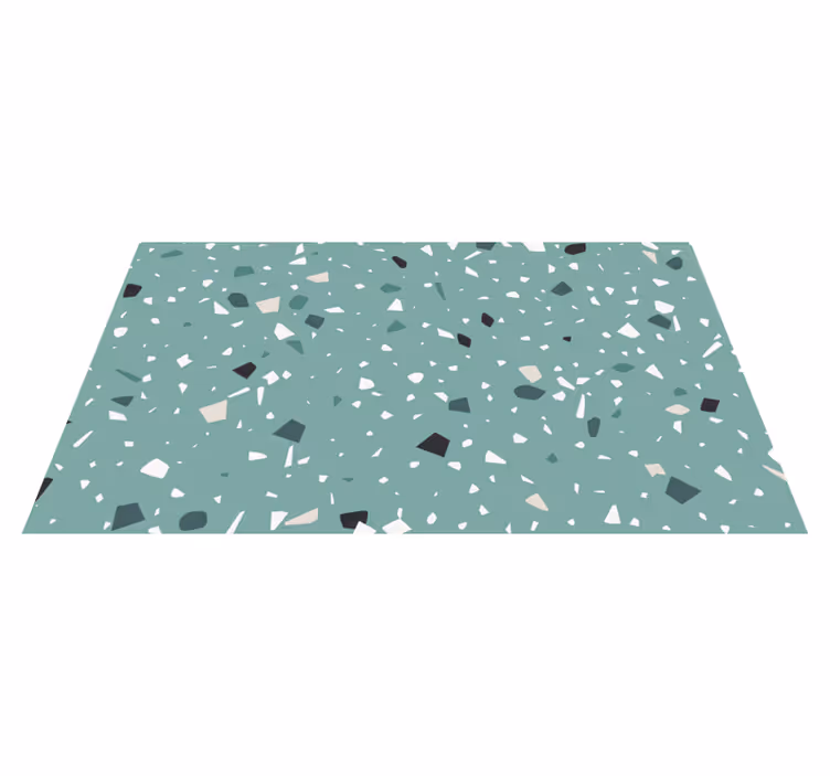 Green terrazzo style stone effect vinyl rug - TenStickers