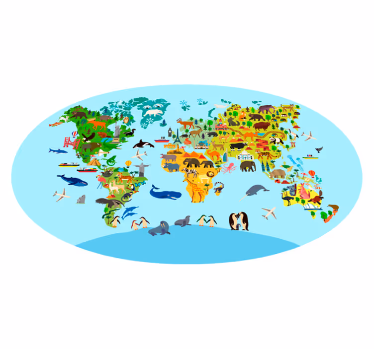 Creature World map vinyl rug - TenStickers