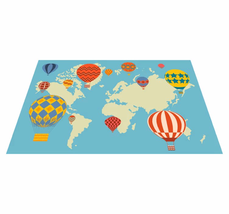 Air balloons world map vinyl rug - TenStickers