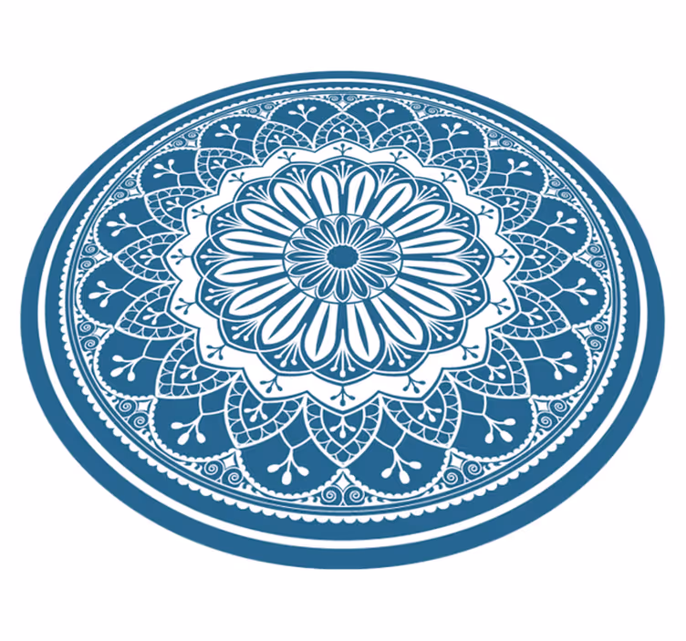 Big mandala on blue mandala vinyl rug - TenStickers
