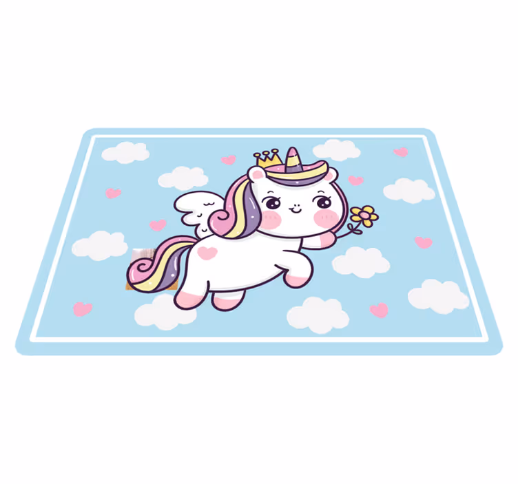 Baby unicorn on rainbow kids play mat - TenStickers