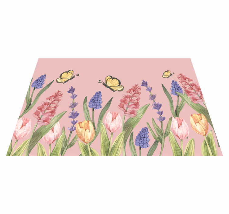 Botanical Garden Emblem flower vinyl rug - TenStickers