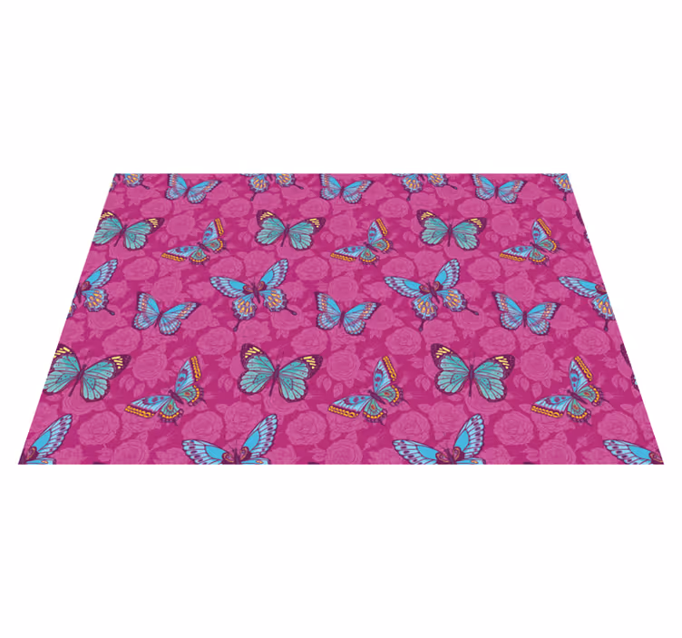 Butterfly Floral Motif flower vinyl rug - TenStickers