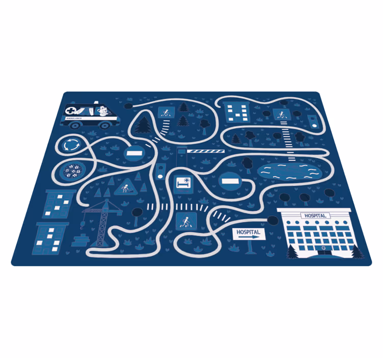 Nordic blue road baby play mat - TenStickers
