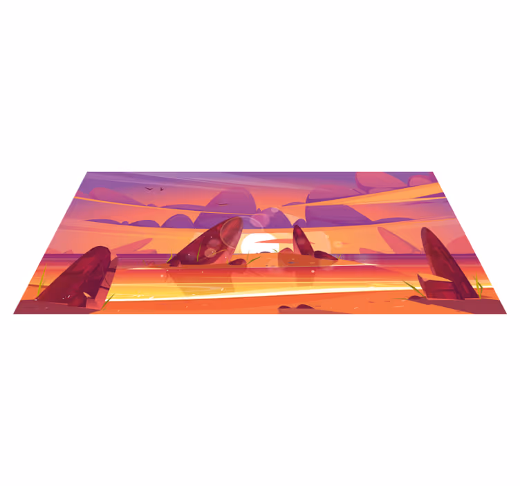 Cartoon beach and sea nature vinyl rug - TenStickers