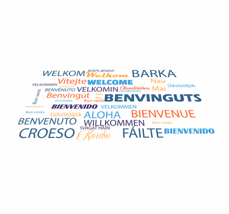 welcome in many languages entrance hall tiles - TenStickers