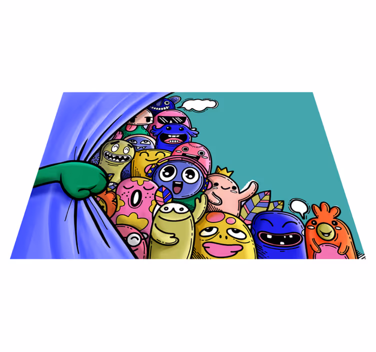 Colorful Monster Characters vinyl rug - TenStickers