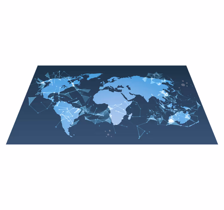 World map vinyl rug geometric design - TenStickers