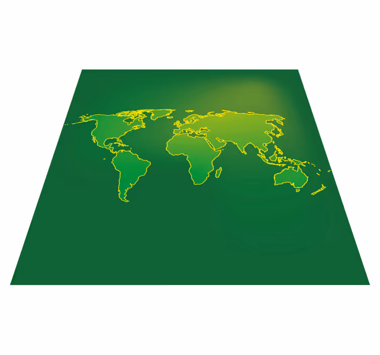 Green Planet Silhouette world map vinyl rug - TenStickers