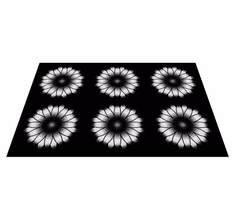 Black and white inspiration flower vinyl rug - TenStickers