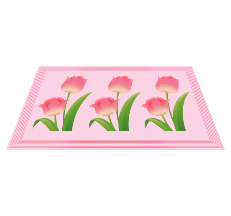 Pink Tulip Display flower vinyl rug - TenStickers