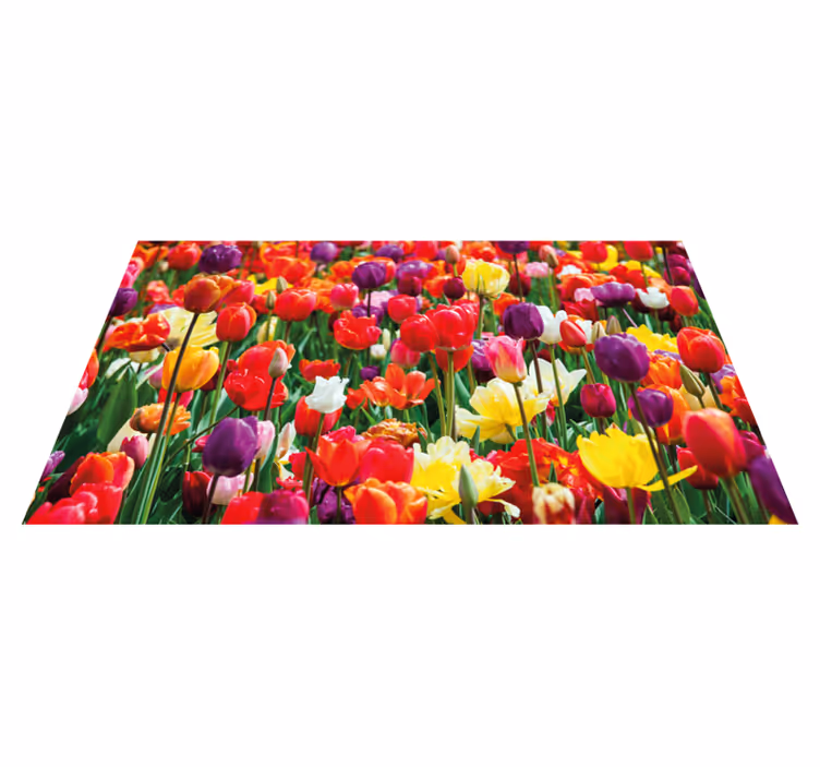Vibrant Tulip Arrangement flower vinyl rug - TenStickers