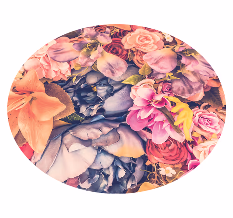 Floral Round Arrangement flower vinyl rug - TenStickers