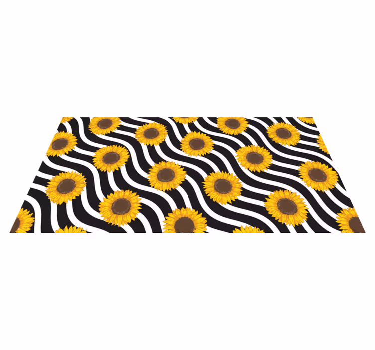 Sunflower Wave Pattern flower vinyl rug - TenStickers