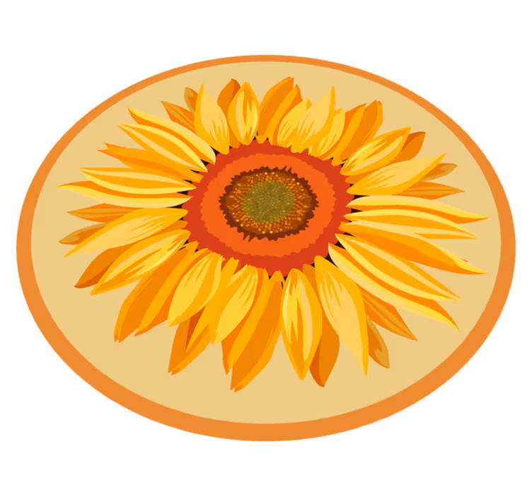 Big orange sunflower floral rug - TenStickers