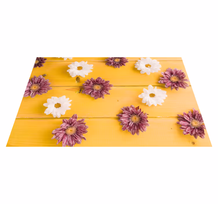 Pink and white petals flower vinyl rug - TenStickers