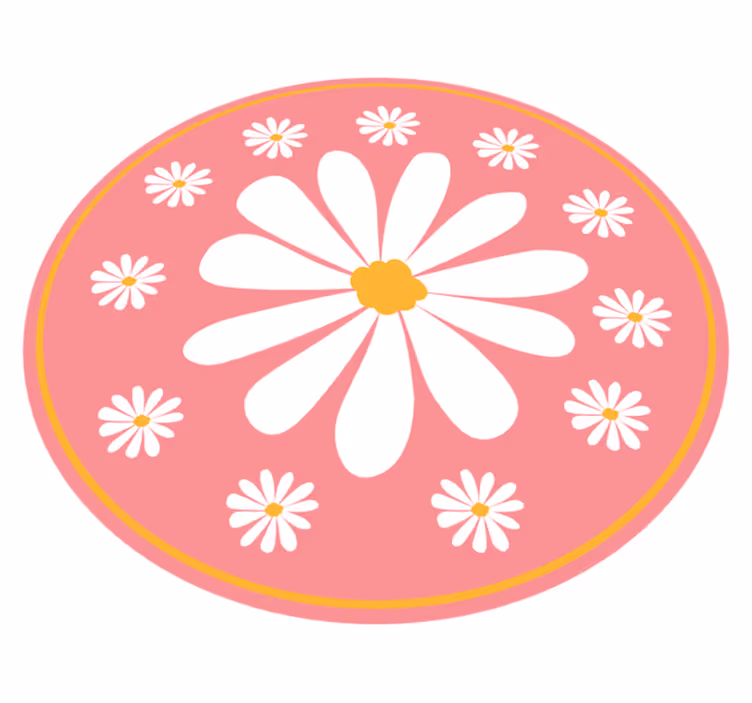 Daisy flower pink background floral rug - TenStickers