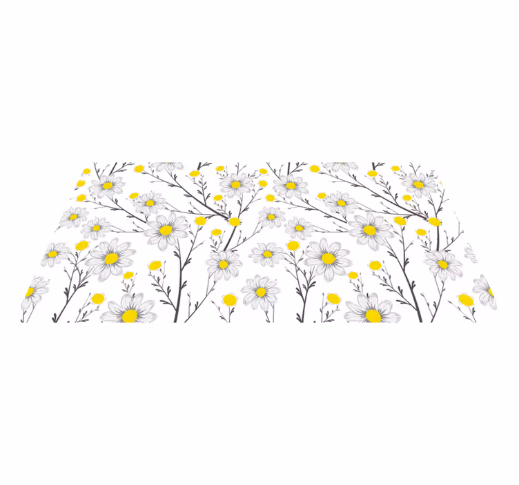 Yellow Floral Pattern flower vinyl rug - TenStickers