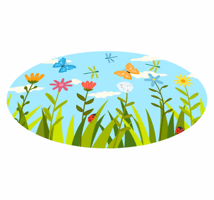 FLORAL GARDEN SCENE flower vinyl rug - TenStickers