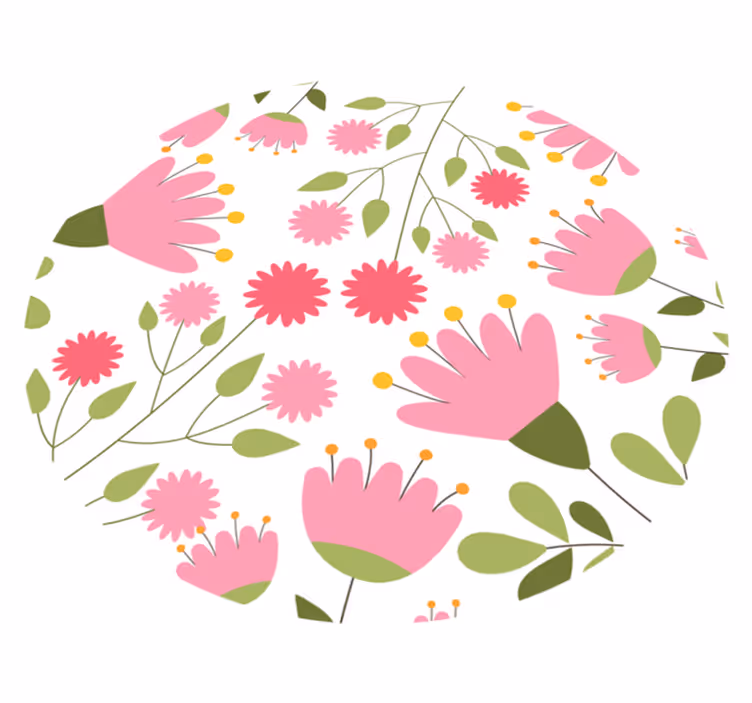Floral Pattern Delight flower vinyl rug - TenStickers