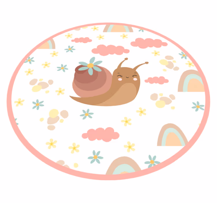 Cheerful Snail Illustration nursery vinyl rug - TenStickers