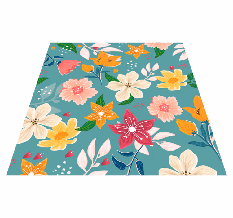 Floral Pattern Play flower vinyl rug - TenStickers