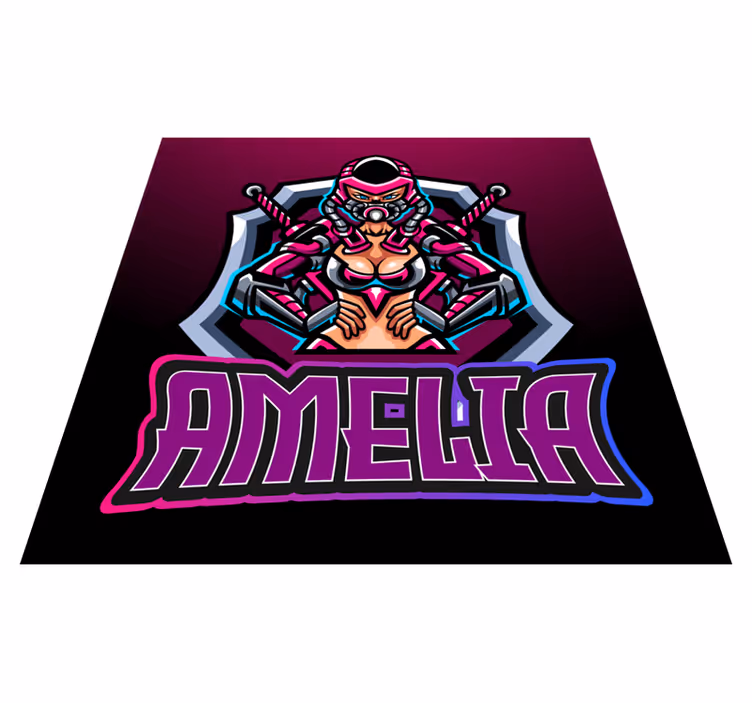 Gaming heroine with name teenager vinyl rug - TenStickers