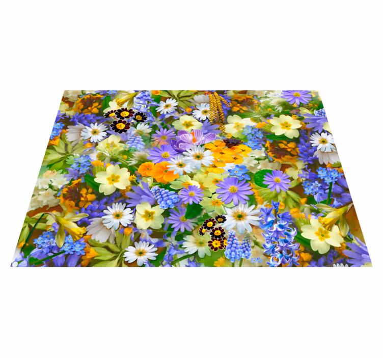 Lively Blossom Concept flower vinyl rug - TenStickers