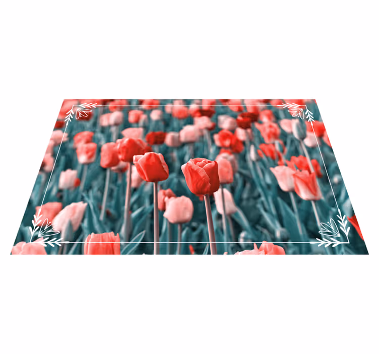 Tulip Field Scene flower vinyl rug - TenStickers
