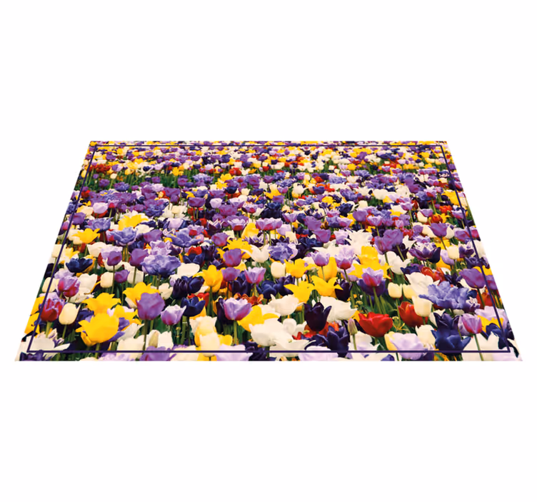 Multiple tulips in a field floral rug - TenStickers