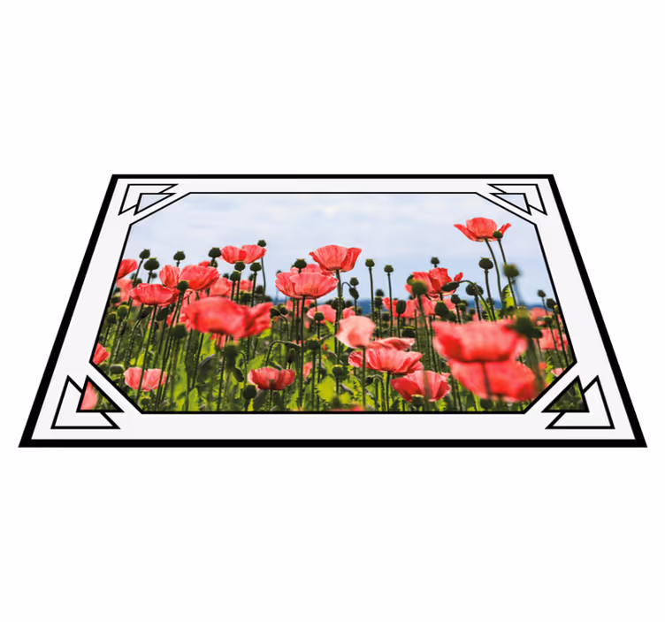 Colorful poppy field flower vinyl rug - TenStickers