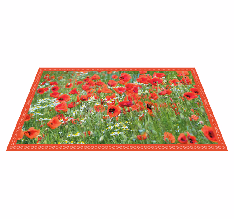 Realistic poppy field flower vinyl rug - TenStickers