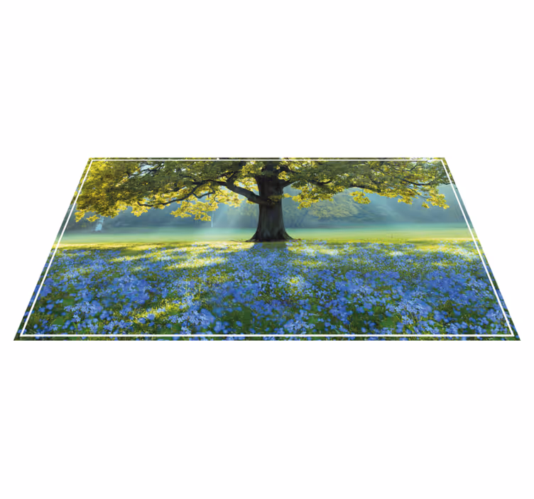 Blooming Tree Scene nature vinyl rug - TenStickers
