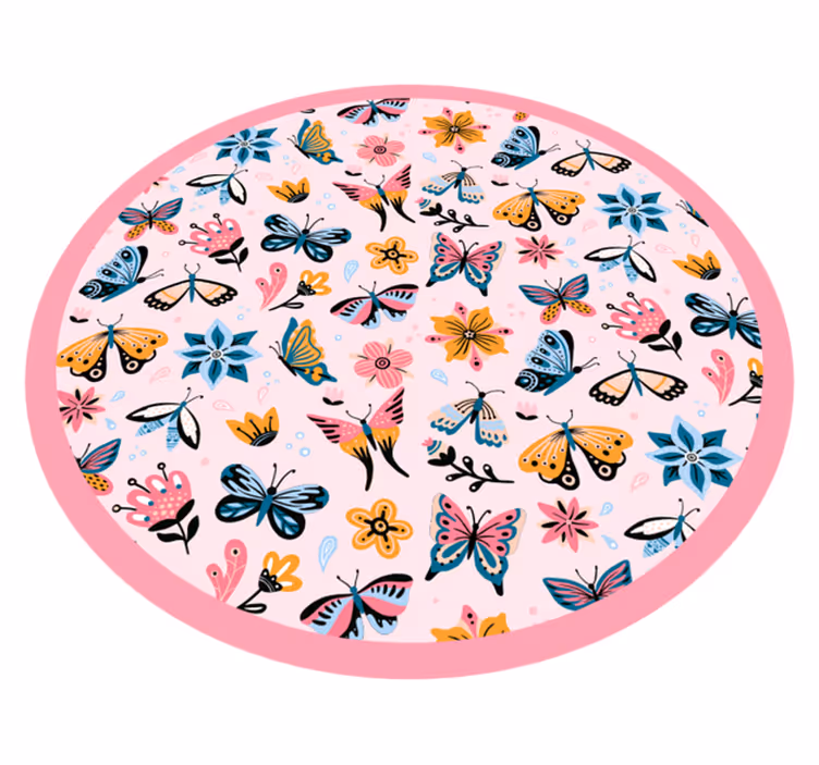 Butterflies and flowers kids nature vinyl rug - TenStickers