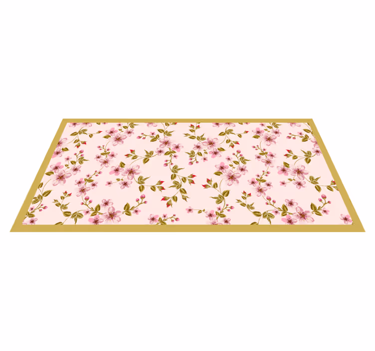 Floral Blossom Motif flower vinyl rug - TenStickers