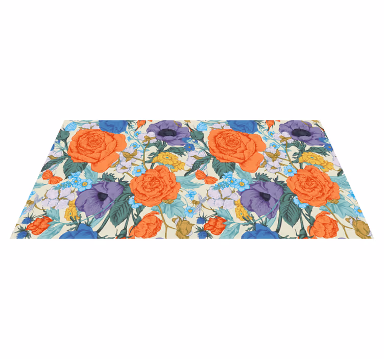 Vibrant Floral Composition flower vinyl rug - TenStickers