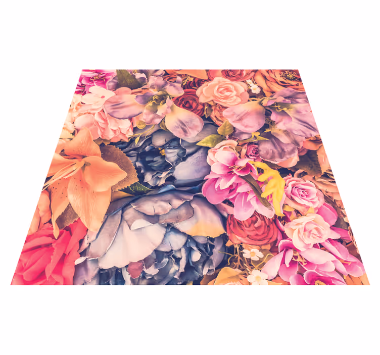 Vibrant Floral Element flower vinyl rug - TenStickers