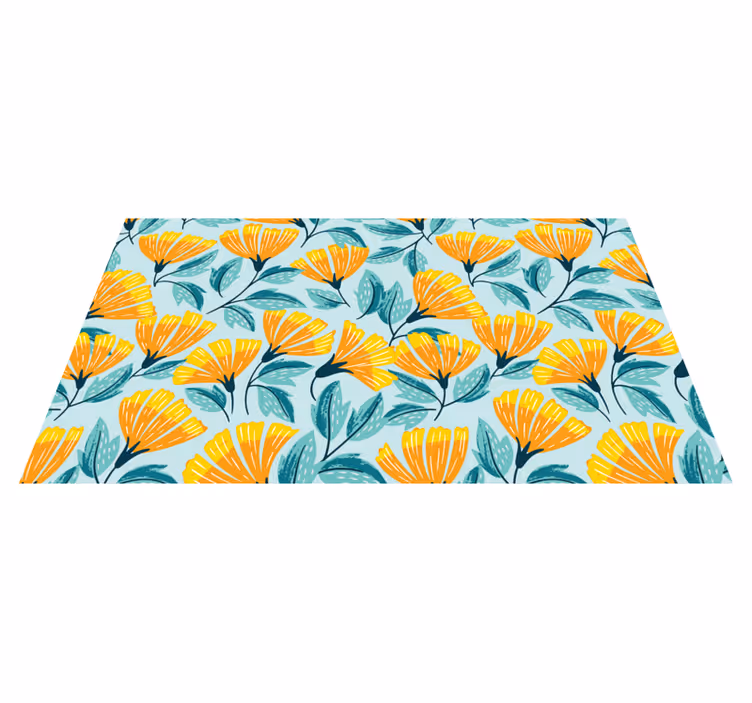 Yellow flower pattern floral rug - TenStickers